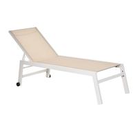 Outsunny Tumbona Multiposiciones de Jardín con Ruedas y Respaldo Reclinable en 5 Posiciones para Patio Terraza 202x65x43 cm Beige Aosom España