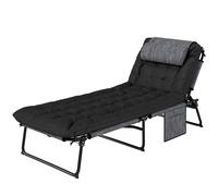 Outsunny Tumbona Plegable con Almohada y Respaldo Ajustable, 189x68x30 cm, Negro Aosom España