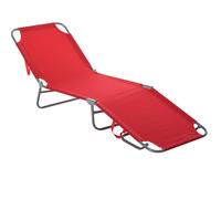 Outsunny Tumbona Plegable con Respaldo Reclinable en 5 Posiciones, 187x55x24cm, Rojo Aosom España