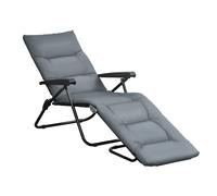 Outsunny Tumbona plegable con respaldo reclinable en 6 posiciones de gran comodidad con colchón + reposabrazos acero poliéster Gris Aosom España