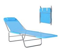 Outsunny Tumbona Plegable con Respaldo Reclinable y Cojín, Cubierta de Jardín, Playa y Camping, Azul