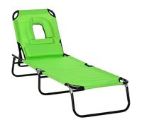 Outsunny Tumbona plegable Respaldo regulable 4 posiciones Marco acero Tela Oxford 190x56x28cm Verde