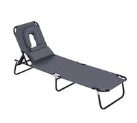 Outsunny Tumbona Plegable con Respaldo Regulable en 4 Posiciones Tumbona de Jardín con Almohada Marco de Acero y Tela Oxford para Camping Playa