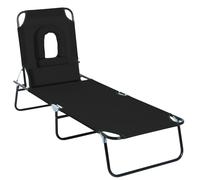 Outsunny Tumbona Plegable reclinable 4 Posiciones Sillón de Lectura con 3 Cojines Negro Aosom España