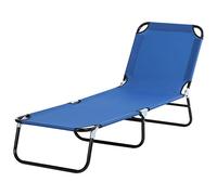 Outsunny Tumbona plegable reclinable para jardín 5 posiciones 188x56x28 cm Carga 120 kg Azul