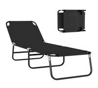 Outsunny Tumbona Plegable Reclinable 5 Posiciones 188x56x28 cm Negro