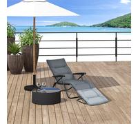 Outsunny Tumbona plegable Reclinable 6 posiciones Grande con Colchón + Brazos de acero Poliéster