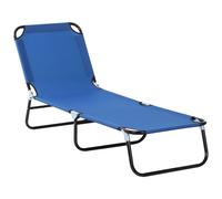 Outsunny Tumbona plegable reclinable para jardín 5 posiciones 188x56x28 cm Carga 120 kg Azul