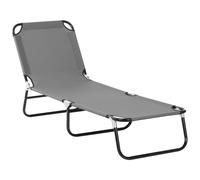 Outsunny Tumbona Plegable Reclinable con Ángulo Ajustable de 4 Posiciones Exterior Piscina Terraza Camping Gris Aosom España