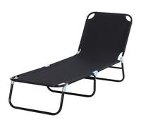 Outsunny Tumbona plegable reclinable Ángulo ajustable de 5 posiciones 120 kg 188x56x28 cm Negro