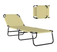 Outsunny Tumbona Plegable Reclinable con Ángulo Ajustable de 5 Posiciones para Jardín Exterior Piscina Terraza Camping Carga 120 kg 188x56x28 cm Beige