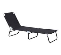 Outsunny Tumbona Plegable Reclinable con Ángulo Ajustable de 5 Posiciones para Jardín Exterior Piscina Terraza Camping Carga 120 kg 188x56x28 cm Negro