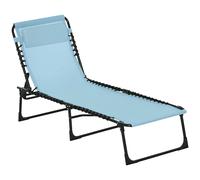 Outsunny Tumbona Plegable Reclinable en 4 Posiciones con Marco de Acero Azul