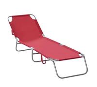 Outsunny Tumbona Plegable Respaldo Ajustable 187x55x24 cm Burdeos | Tumbona Jardín Exterior, 5 Posiciones, Estructura Metálica, Carga 120 kg, Terraza Piscina Playa
