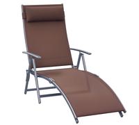 Outsunny Tumbona Plegable Tumbona de Jardín con Respaldo Ajustable en 7 Niveles Almohada y Reposabrazos Carga 165 kg para Piscina Terraza Camping 137x63,5x100,5 cm Marrón Brown 137x63.5x100.5cm