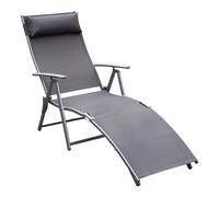 Outsunny Tumbona Plegable Tumbona de Jardín con Respaldo Ajustable en 7 Niveles Almohada y Reposabrazos Carga 165 kg para Piscina Terraza Camping