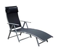 Outsunny Tumbona Plegable Tumbona de Jardín con Respaldo Ajustable en 7 Niveles Almohada y Reposabrazos Carga 165 kg para Piscina Terraza Camping