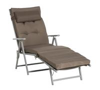 Outsunny tumbona plegable tumbona de jardín con respaldo ajustable en 7 posiciones con cojín cuerpo entero y cabeza para terraza piscina carga 165 kg 137x63,5x100,5 cm marrón
