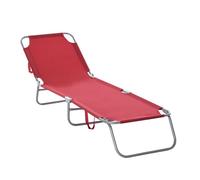 Outsunny tumbona plegable tumbona jardín exterior con respaldo ajustable en 5 posiciones y estructura metálica carga 120 kg para terraza piscina playa 187x55x24 cm burdeos