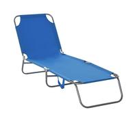 Outsunny Tumbona Plegable con Respaldo Ajustable en 5 Niveles 187x55x24 cm Azul