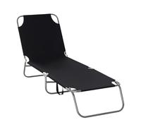 Outsunny Tumbona Plegable Tumbona Jardín Exterior con Respaldo Ajustable en 5 Posiciones y Estructura Metálica Carga 120 kg para Terraza Piscina Playa 187x55x24 cm Negro