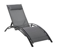 Outsunny Tumbona Reclinable de Aluminio con Respaldo Ajustable en 5 Posiciones y Reposacabezas Extraíble Acolchado Texteline para Jardín Terraza Balcón 171x64x82 cm Gris Dark gray 171x64x82 cm