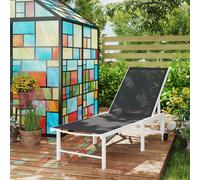 Outsunny Tumbona Reclinable Tumbona de Jardín Exterior con Ruedas Estructura de Acero y Respaldo Ajustable en 5 Niveles Carga 120 kg para Balcón Patio Terraza 166x60x84 cm Gris Gris claro