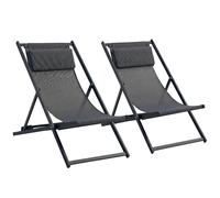 Outsunny Tumbonas Jardín Plegables Set de 2 Tumbonas de Aluminio con Respaldo Regulable en 5 Posiciones 58x96,5x91,5 cm Gris Aosom España