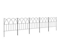 Outsunny Vallas de Jardín Set de 5 Vallas Decorativas 205x45,5 cm Negro | para Jardín de Metal, Combinación Libre, Barrera para Animales, para Terraza Patio Césped