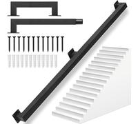 OUUTMEE Pasamanos de 180 cm de tubo cuadrado de acero al carbono, adecuado para uso interior y exterior, barandilla de escalera, altura 7,5 cm, negro
