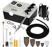 Ovaga Kit de sistema de aerógrafo profesional ultra silencioso de 85 PSI, juego de aerógrafo multifunción de doble acción con compresor para pintura, decoración de pasteles, maquillaje, arte
