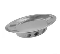 Oval Fish Grill Pan Stainless Steel 48cm Wide Edge(C) | 48x23cm size, wide edge prevents spills, electropolished finish, gas burner compatible, rust resistant