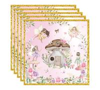 Ovanda 20 servilletas de papel con diseño de mariposa, diseño de hadas, 33 x 33 cm, diseño de hadas y elfos, servilletas de cumpleaños para niñas, color rosa para primavera, carnaval, Pascua
