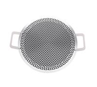 OVAQUIXI Bandeja de Acero Inoxidable para Parrilla, Plancha Coreana Antiadherenta con Exterior Liso, Distribución Uniforme del Calor, for Cocina en Vitrocerámica, Camping y Cocina Al Aire (34cm)