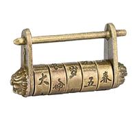 OVAQUIXI Candado Vintage de Estilo Retro Chino, Cerradura de Combinación de Latón Antiguo para Cajón de Joyero, Diseño único de Color Cobre para Decoración del Hogar