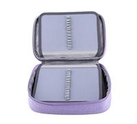 OVAQUIXI Estuche Organizador de Tela Plegable Multifunción con 72 Ranuras, Bolsa para Bolígrafos con Correa para Asa y Ranuras Elásticas para Materiales de Arte, Lápices de Colores, (Purple)
