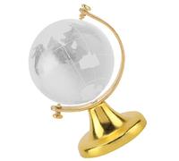 OVAQUIXI Globo de Cristal con Soporte, Esfera Redonda con Mapa del Mundo de la Tierra, 6,5 X 4 Cm, Dorado o Plateado, Decoración de Escritorio para el Hogar, Oficina, Regalo para Exhibición, (GOLD)