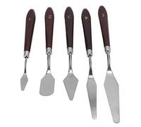 OVAQUIXI Juego de 5 Espátulas de Acero Inoxidable de Haya Ergonómico Hoja Gruesa Flexible para Pintura Al Óleo, Abstracta y Decoración de Pasteles