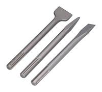 OVAQUIXI Kit de Cinceles Duraderos con Punta de Acero Al Carbono y Cinceles Planos para Trabajos de Hormigón con Azulejos, para Taladros de Percusión Eléctricos, Juego de Escala de 3 Piezas (#2)