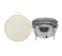 OVAQUIXI Parrilla de Carbón Portátil Parrilla de Barbacoa Plegable de Acero Inoxidable Redonda de 29 Cm con Bandeja de Carbón Empotrada Bolsa de Transporte de Almacenamiento Plano para Acampar