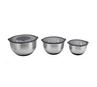 OVAQUIXI Set de 3 Cuencos de Acero Inoxidable con Tapas y 3 Ralladores, para Preparación de Alimentos y Repostería