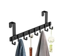 Over the Door Hooks, Door Hanger Organizer, Estable Load-Bearing Rack, Sturdy Design, Ideal para Bedroom, Dormitory, Living Room, Bathroom, Closet Storage Short, Long 8 Holes Black