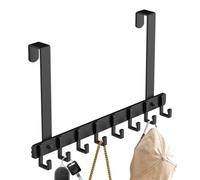Over the Door Hooks, Door Hanger Organizer, Estable Load-Bearing Rack, Sturdy Design, Ideal para Bedroom, Dormitory, Living Room, Bathroom, Closet Storage Short, Long 8 Holes Black