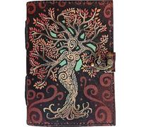 OVERDOSE Mother of Earth Design Handmade Red vintage leather journal • Deckle edge paper, Blank spell book of shadows grimoire journal Talisman Prints - 6x8 inches|15x20 cm|A5