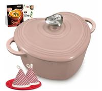 OVERMONT Cacerola Corazón de Hierro Fundido Esmaltado, 1,9 L, Rosa Ballet