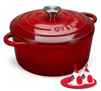 Overmont Schmortopf: Olla de hierro fundido de 26 cm, con esmalte, ideal para guisos y apta para horno
