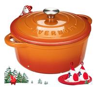 Overmont Schmortopf: Olla de hierro fundido de 26 cm, con esmalte, ideal para guisos y apta para horno