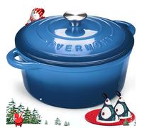 Overmont Schmortopf: Olla de hierro fundido de 26 cm, con esmalte, ideal para guisos y apta para horno