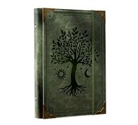 Ovesmusl Carpeta de piel sintética A5 con 6 anillas, recargable, sin papel de recambio, carpeta A5, carpeta de hojas sueltas para cuaderno de 5.7 x 8.3 pulgadas con cierre elástico, árbol verde