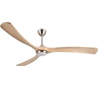 Ovlaim 183cm Siglo Medio Moderno Ventilador de Techo de Madera, DC Motor | de alto flujo de aire grandes ventiladores de techo inteligente con luces y mando a distancia, Madera Natural & Plata